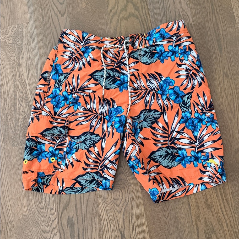 Tommy Bahama Blue Floral Swim Trunks